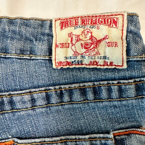 True Religion Women's Size 30 Blue Denim Stretch Slim Flare Jeans USA Made - Picture 7 of 16